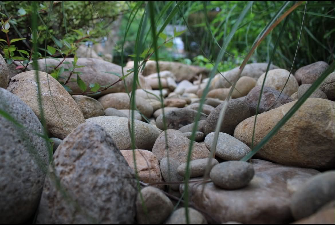 Lillia Cultrix river rock garden — landscape and hardscape design in Knoxville, TN